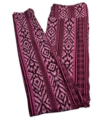 LuLaRoe Leggings OS One Size AZTEC PINK Southwest Western TRIBAL STRIPE Line Art