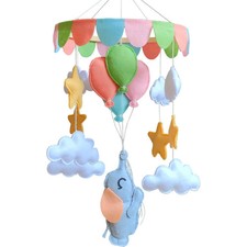 Felt Baby Crib Mobile Elephant And Balloon Hanging Nursery Decor For Newborn