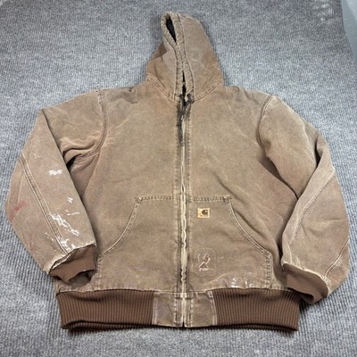 Carhartt Jacket Men's L J130 CHT Sandstone Active Brown Tall Quilted Flannel