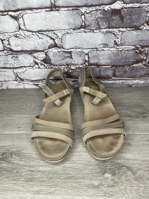 Munro American Tan Beige Leather Strappy Wedge Sandals Women s Sz 11M US/42EU