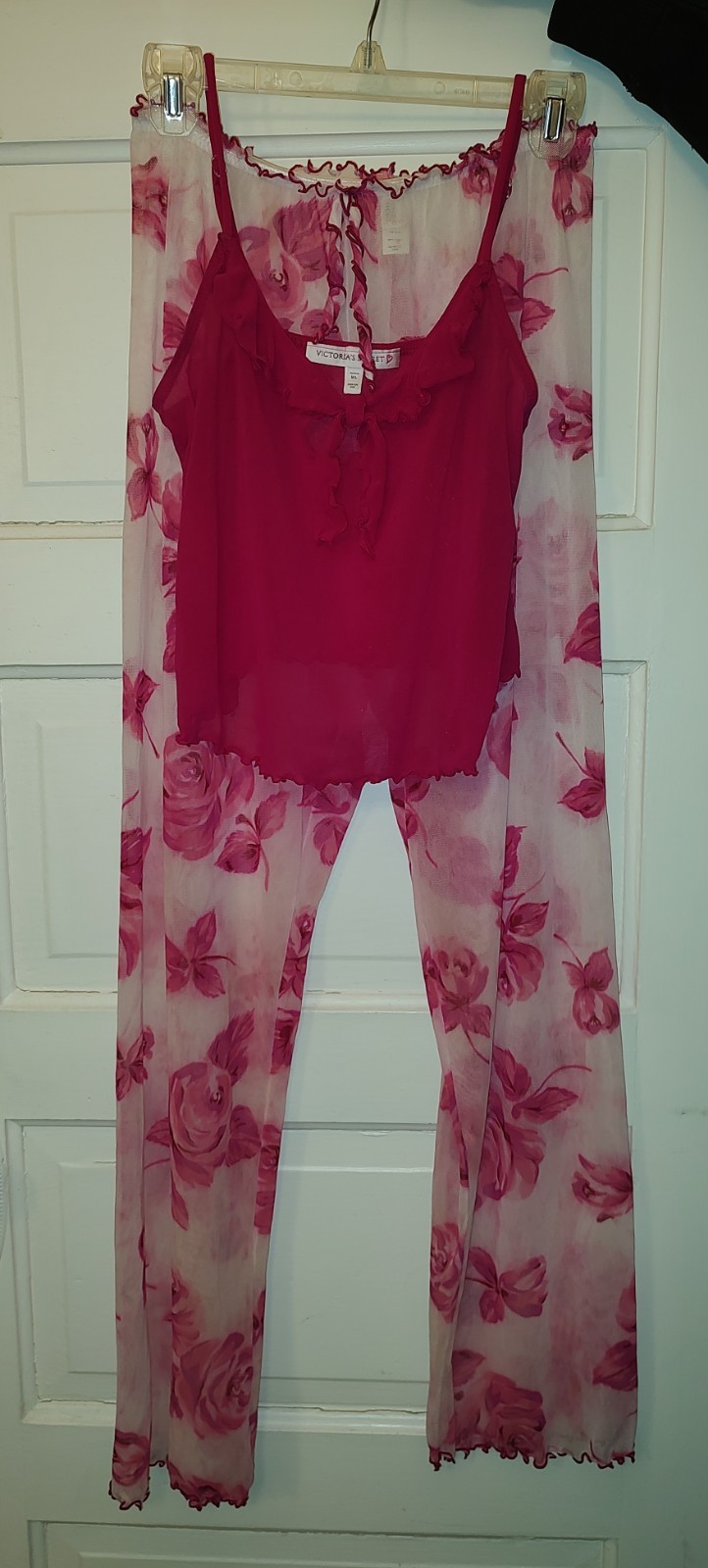 Women's Vintage Y2K VICTORIA'S SECRET sheer pajama set lounge cami & pants M/L