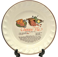 Cherry Pie Plate Recipe USA Vintage 10.5"x2.5" Rounded Ceramic D/W M/W Safe READ