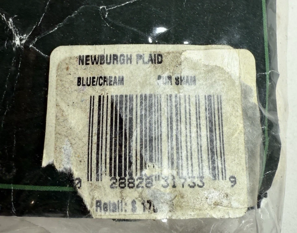 One Ralph Lauren Newburgh Azul y Crema Cuadros Euro Sham, 100% Lana 26" x 26" Foto 4 de 4