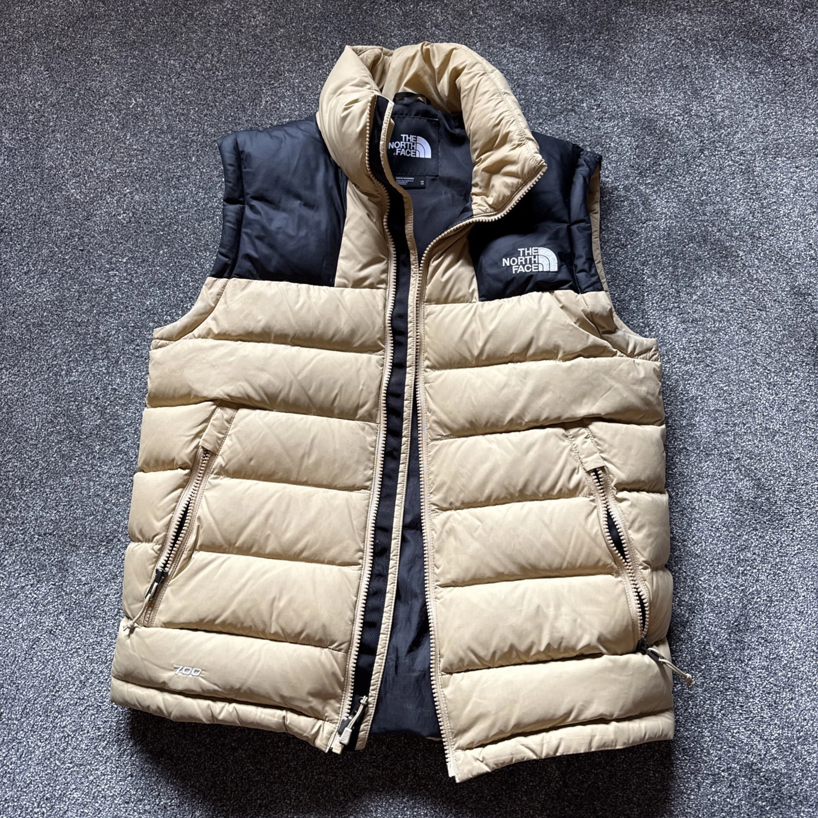 The North Face Gilet Nuptse 700 Beige XS Insulated Puffer Jacket 100% Authentic