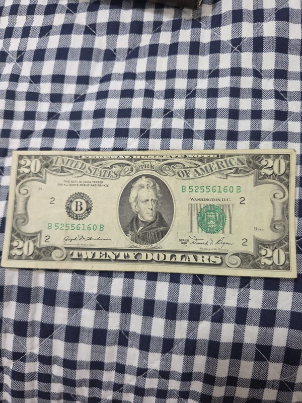 US Banknote $20 Dollars Bill 1981 "B2 - New York" B52556160 B