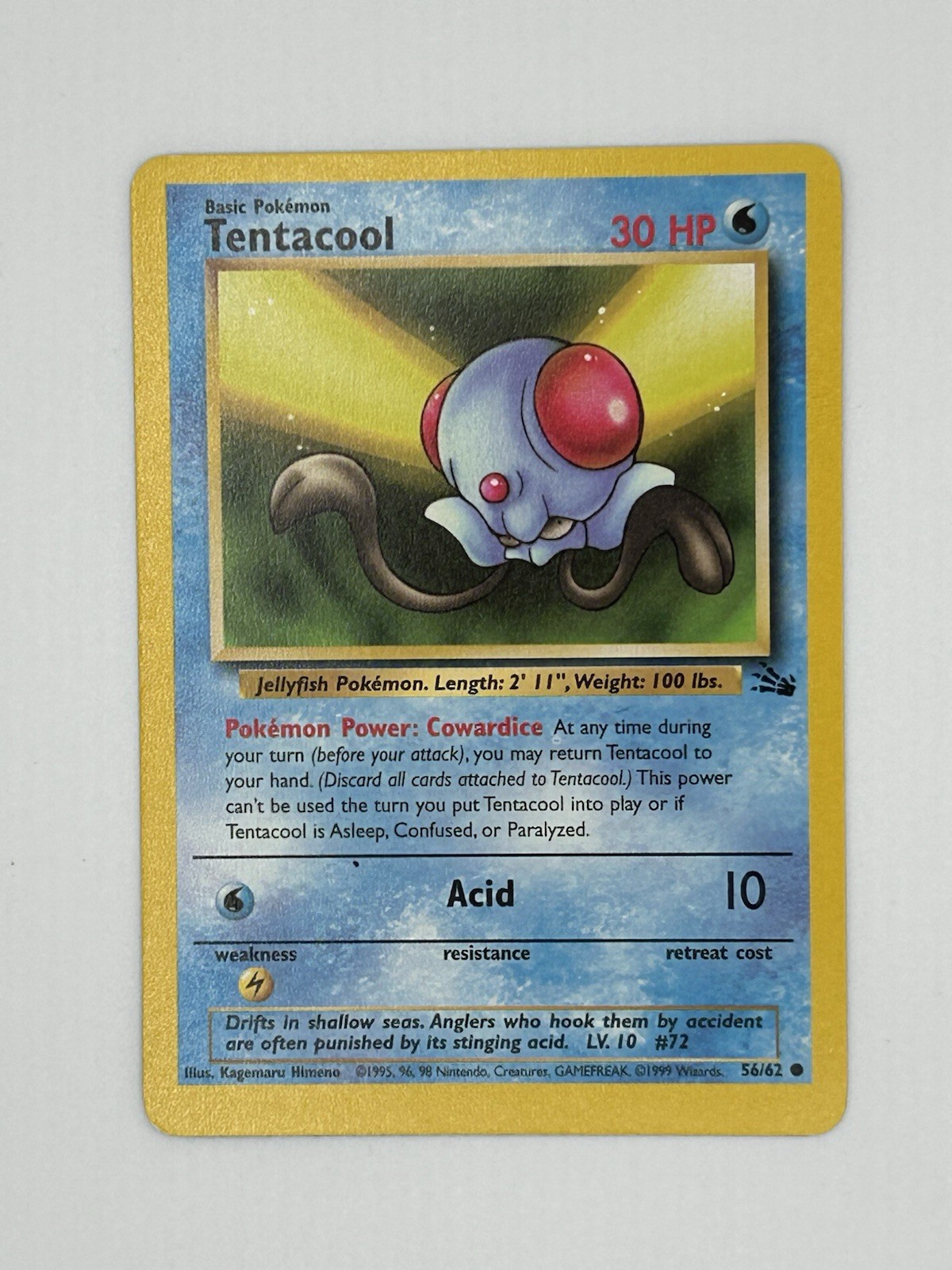 Pokémon TCG Tentacool Original Fossil, Unlimited Common Card 56/62 NM