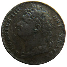 1825 King George IV Farthing Coin - Great Britain