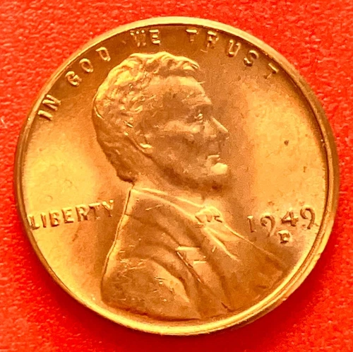 1949-D Lincoln Wheat Cent Penny GEM RD BU From an Original Bank Roll