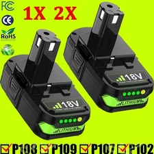 2Pack 18Volt P102 Lithium 3.0AH Battery replacement For Ryobi 18V P108 P107 P103