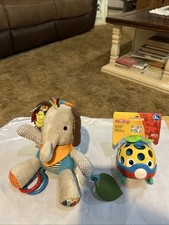 Skip Hop Plush Sensory Elephant  NUBY Play Pal Rattle Toy