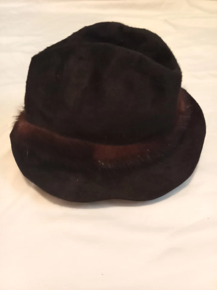 Sombrero De Colección Christian Dior Chapaeux París-Nueva York Visón Piel Negra Raro Delgado Foto 3 de 4