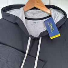 Image of Polo Ralph Lauren Hoodie Mens Large Black Supreme Comfort Lightweight NWT $65