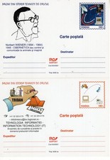 ROMANIA 2001: COMPUTING HISTORY 6 unused postal stationery cards