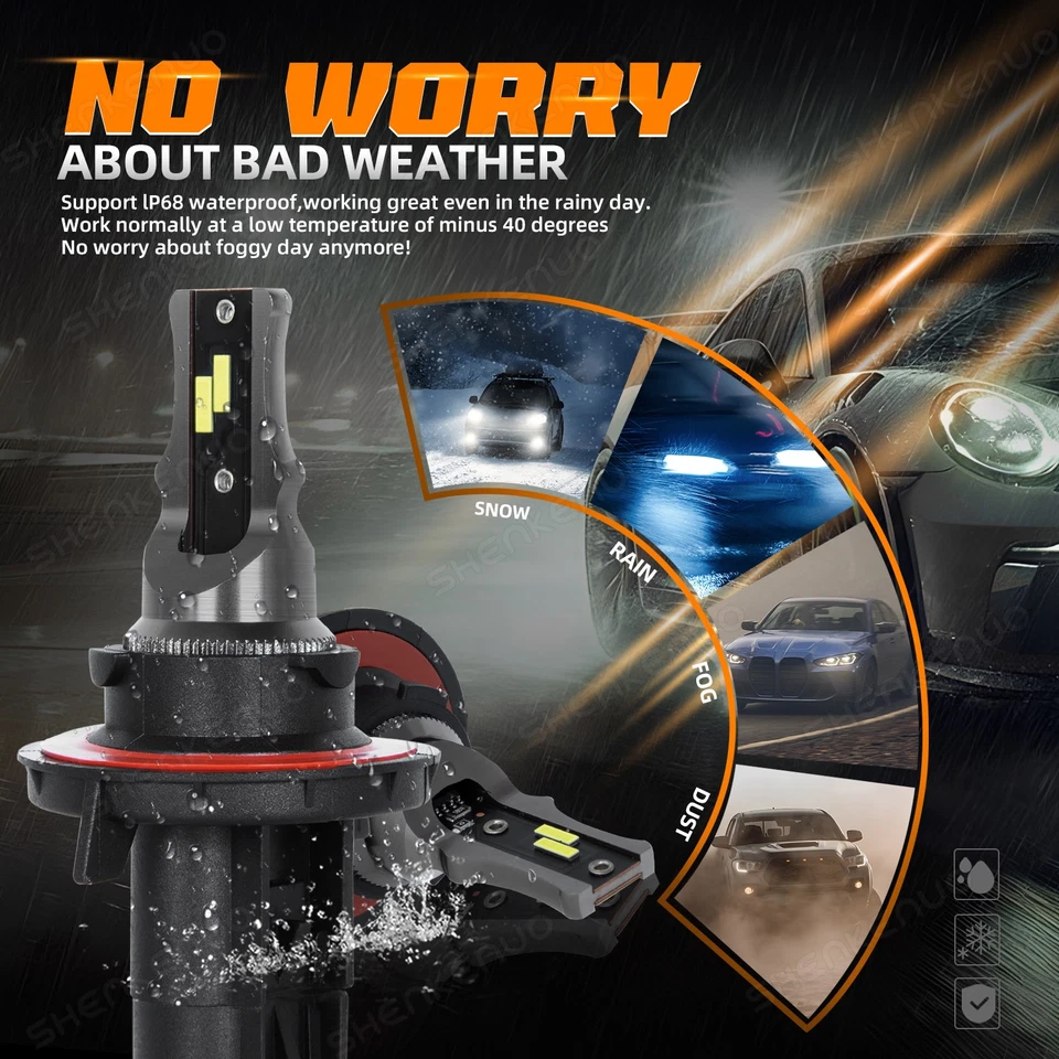 Faros LED para Dodge Caliber SXT SE Hatchback 4 puertas 2007-2012 9008/H13 Foto 3 de 4