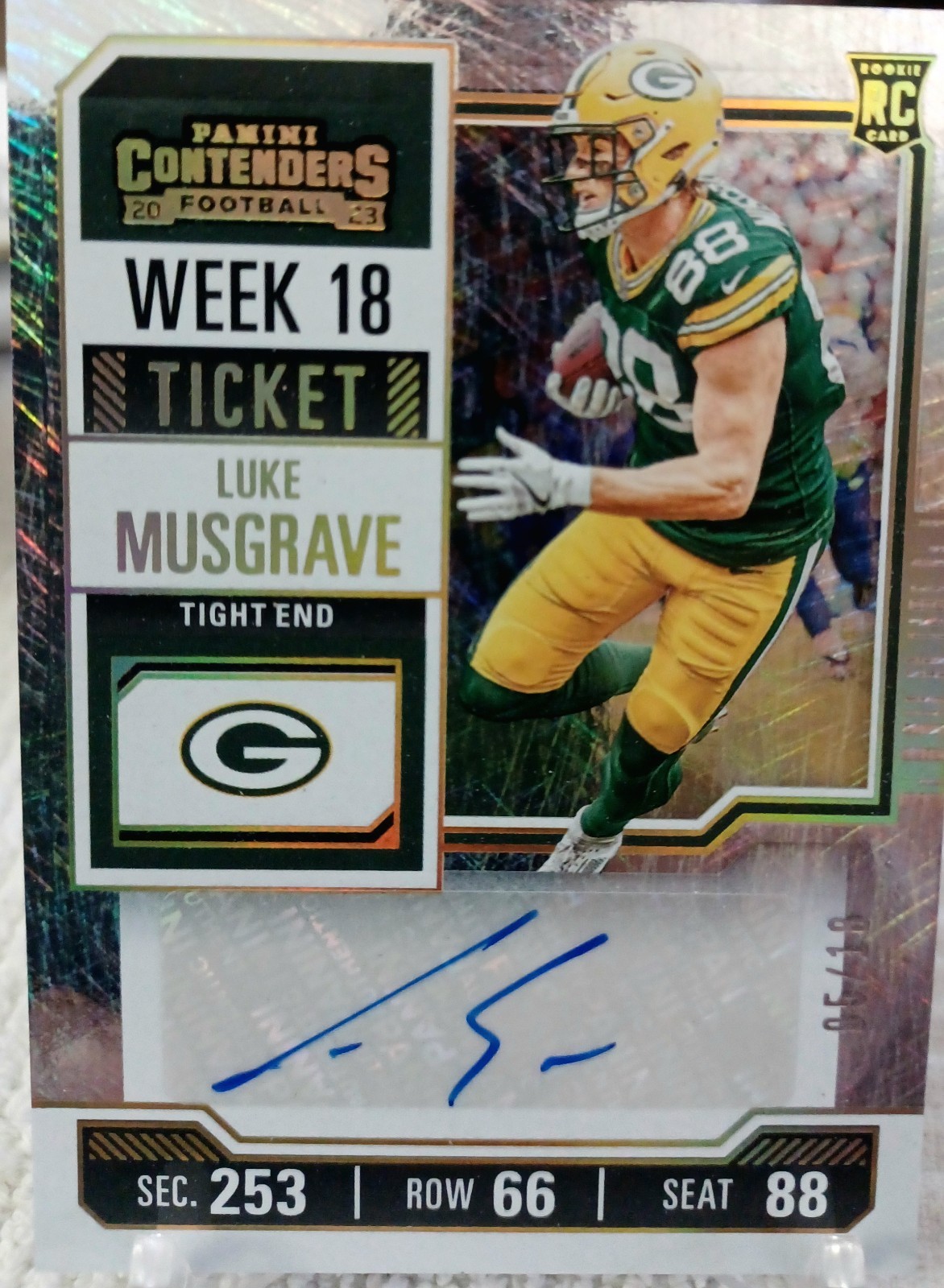 2023 Panini Contenders Luke Musgrave Week 18 Rookie Ticket Auto /18 A610