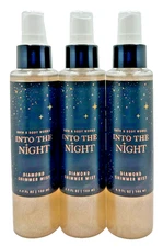 Bath & Body Works LOT of 3 Into The Night Diamond Shimmer Mist Spray 4.9 oz