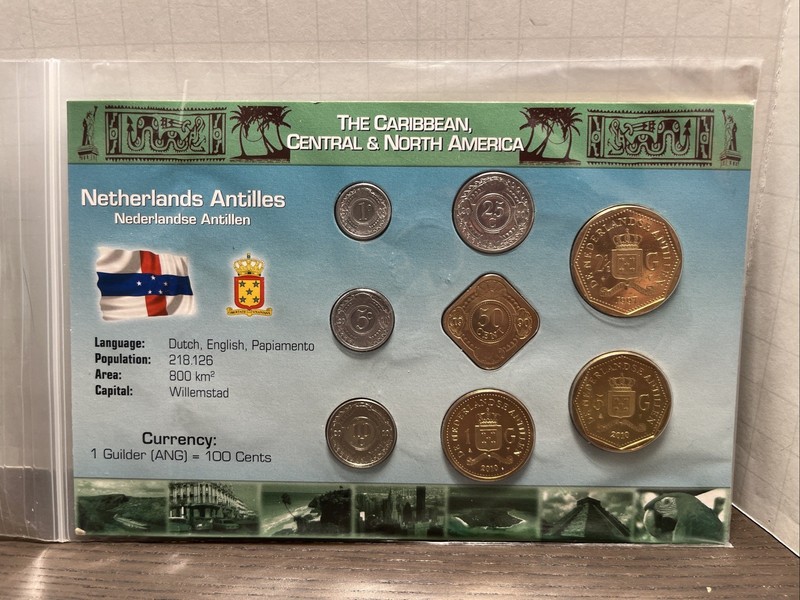 Littleton World Coin Set Netherlands Antilles 1 Guilder 100 Cents 1996 2010