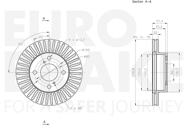 2X Eurobrake Bremsscheibe BelüFtet Ø231Mm FüR Suzuki Alto GF Nissan Pixo UA0-image