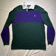 Polo Ralph Lauren Rugby Shirt Long Sleeve Classic Fit Striped Paneled Large