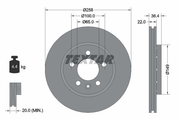 Textar 92098603 Bremsscheibe FüR Audi Seat Skoda Vw-image