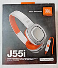 NEW JBL J55i On-Ear Headphones White/Orange Mic Remote iPhone iPad 40 mm Drivers