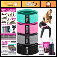 Resistance Bands Set - 4 Fabric Booty Bands for Legs, Glutes  Thighs Workout