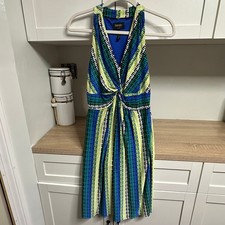 Laundry by Shelli Segal Sleeveless Dress Womens 2 Geometric V-Neck Cocktail Mod