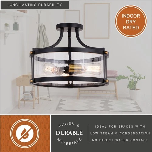 Vaxcel Lighting C0175 Holbrook 3 Light 16"W Semi-Flush Drum - Black - Picture 10 of 12