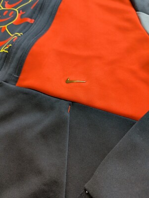Nike N98 Smile Jacket Black Orange Swoosh Size Large Track Jacket