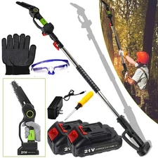 Cordless Pole Saw 6" Brushless Chainsaw 2-in-1 Tree Trimming Extension Rod
