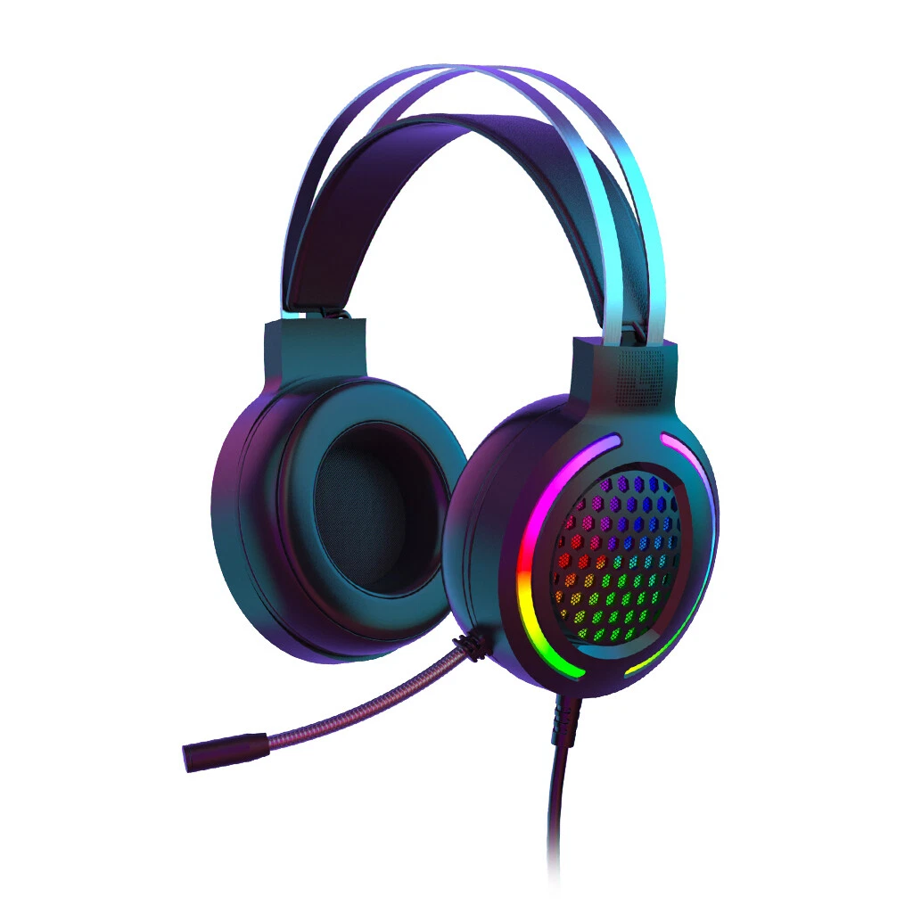 US Gaming Headset With Mic RGB Backlit USB for PC Laptop Desktop Computer  Music