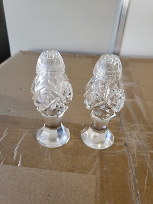 KRISTALL HANDSCHLIFF SALT & PEPPER SHAKERS CRYSTALL EAST GERMANY VTG GUC ''BIN A''