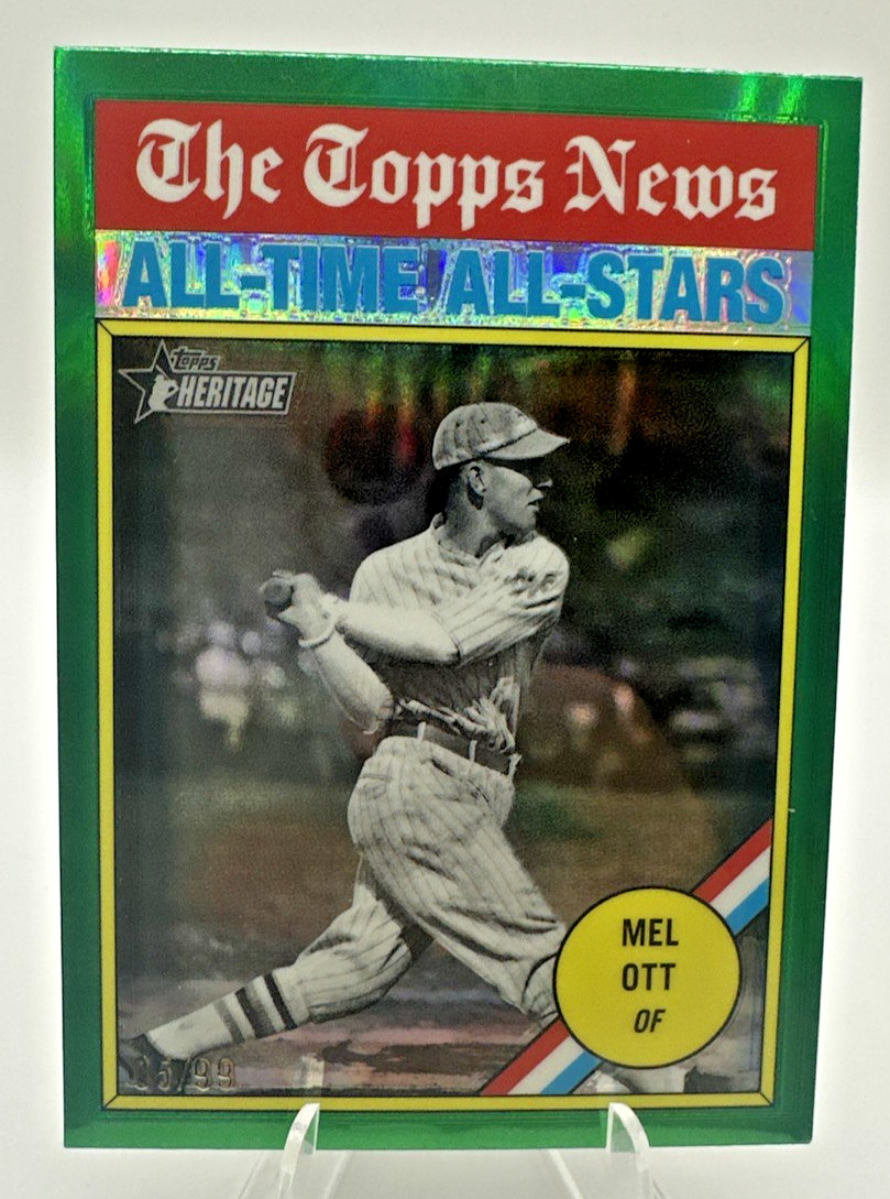 Mel Ott 2025 TOPPS HERITAGE ALL-TIME ALL-STARS CHROME GREEN REFRACTOR 05/99