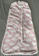 Hudson Baby Sleep Sack 0-6 Months soft thick silky Fleece, pink white clouds