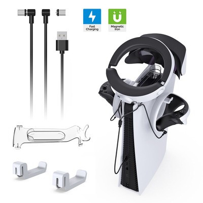 For PS5 PS VR2 Controller Console 2in1 USB Charging Cable Charger Headset Holder