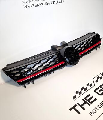 Wabengrill für Golf 7 12-17 Kühlergrill SPORT schwarz, GLANZ rote Linie