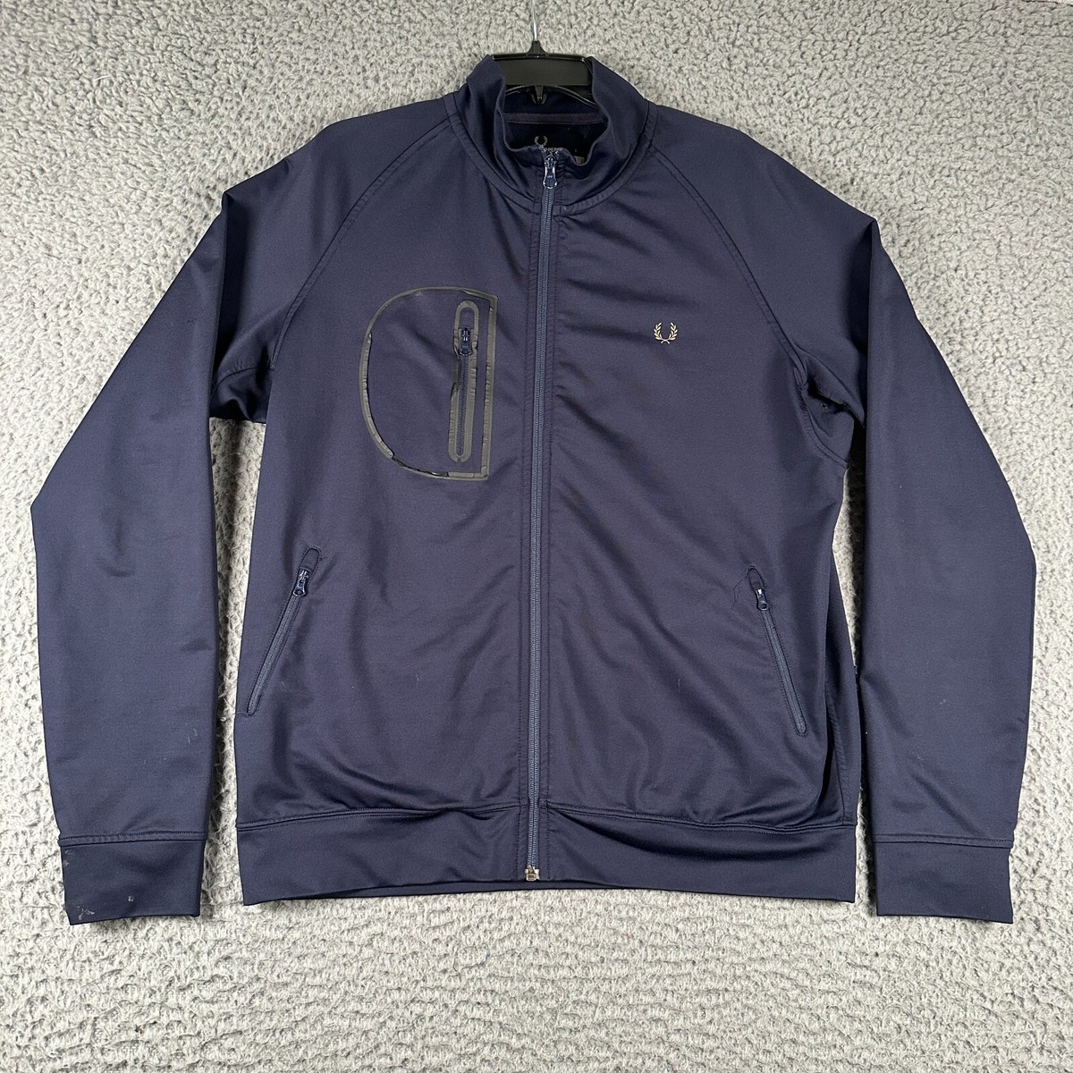 Vintage Fred Perry Track Jacket Mens Large Navy Full Zip
