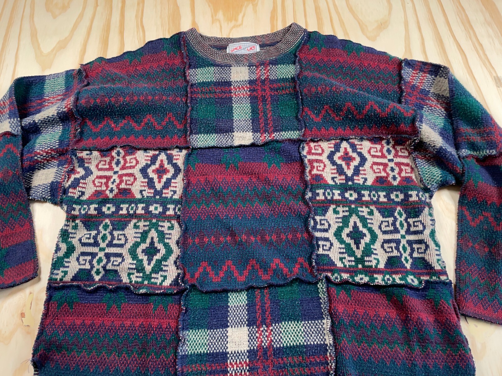 VTG 90s Patchwork Plaid Pattern Sweater Women's M… - image 11