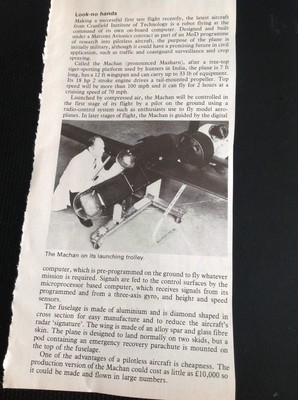 L3-7 Ephemera 1981 Artikel Cranfield Marconi Avionics The Machan Robot Plane