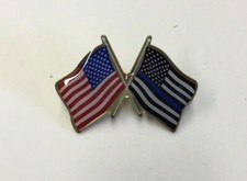 Lot of 25 Thin Blue Line /USA Flag LAPEL PIN Support Police Made in USA