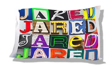 JARED Personalized Pillowcase featuring photos of actual sign letters