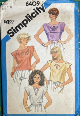 Misses Pullover Tops Shell Simplicity Sewing Pattern 6409 Size S 10 12 Uncut