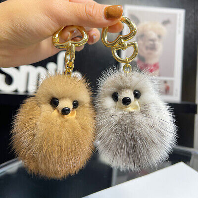 Real Mink Fur Fox Ball Charm Basket Phone Purse Bag Pendant Key Chain Keyring