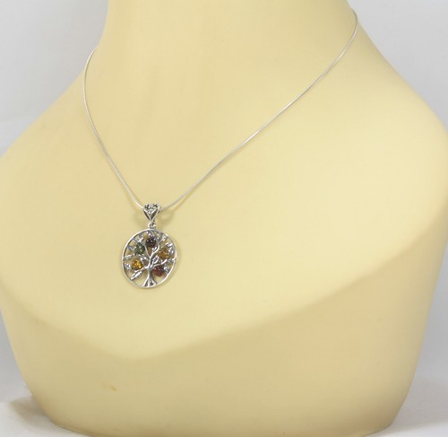 NATURAL BALTIC AMBER STERLING SILVER 925 PENDANT Tree of Life NECKLACE Certified - Picture 2 of 10