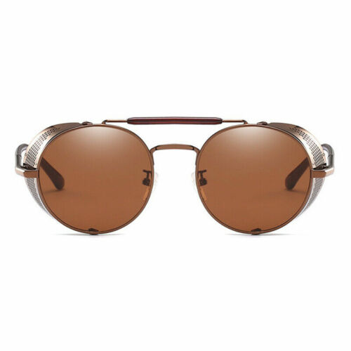 Vintage Steampunk Sunglasses Side Shield Goggles Retro Metal Cyber Round Glasses - Picture 31 of 32