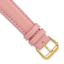 DeBeer 12mm Lizard-Style Grain Pink Gold-tone Buckle Watch Band