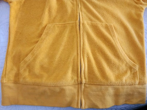 Juicy Couture terry cloth hoodie jacket color yellow woman size S palm trees - Picture 9 of 12