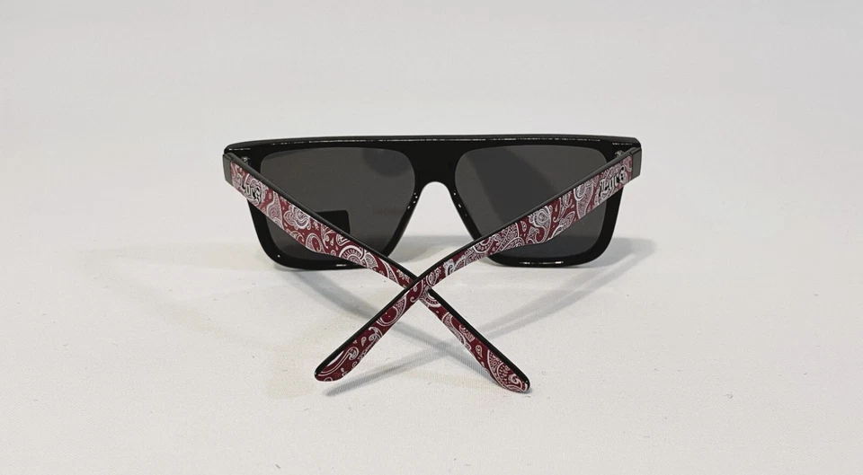 LOCS Occhiali da Sole Bandana Stampa Gambe Retro Flat Top Montatura Plastica Lenti Scure Uomo. - Immagine 4 di 4
