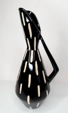 Vintage Midcentury Modern black White Ceramic Pitcher retro
