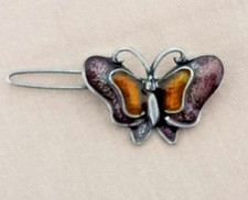 Vintage Enameled Butterfly Hair Clip